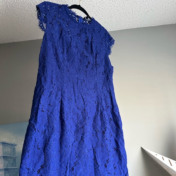 Dresses & Skirts - Royal blue lace dress. New with tags, cap-type sleeve
